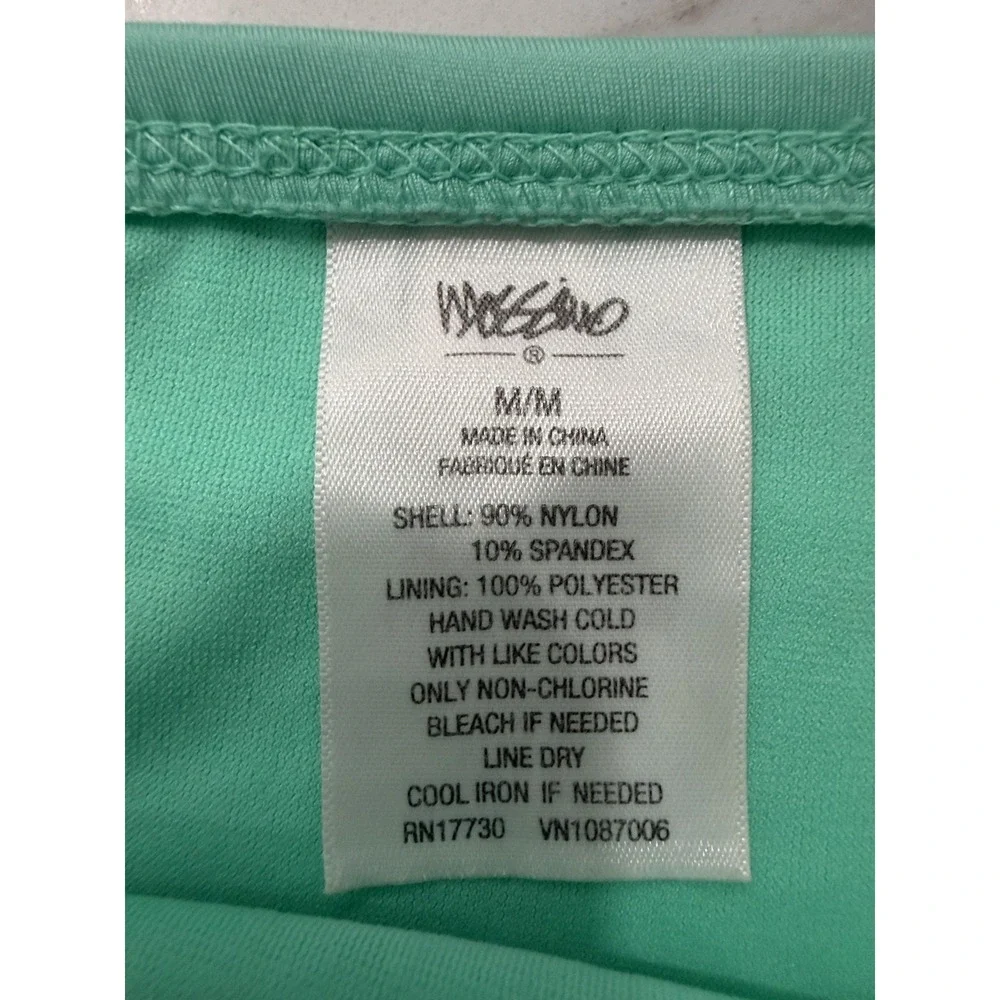 Mossimo Bikini Set Womens Medium Green Bandeau Strapless Twist Front Padded